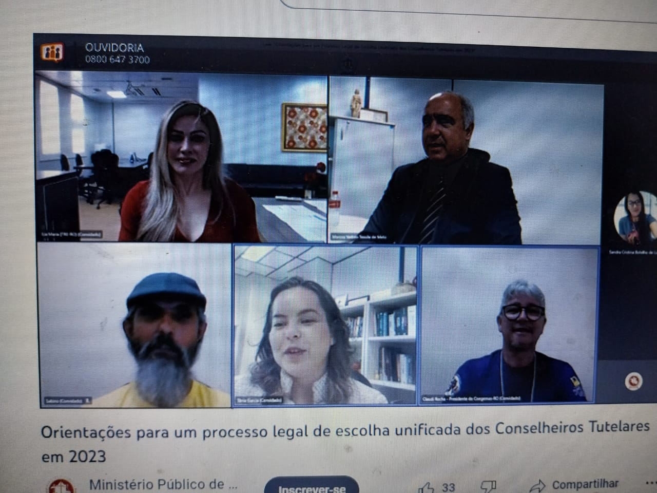 Reunião virtual teve como moderador o procurador de Justiça Marcos Valério